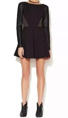 Anthropologie X Stella & Jamie Black Rio Leather Mix Media Dress, LBD | M | NWT